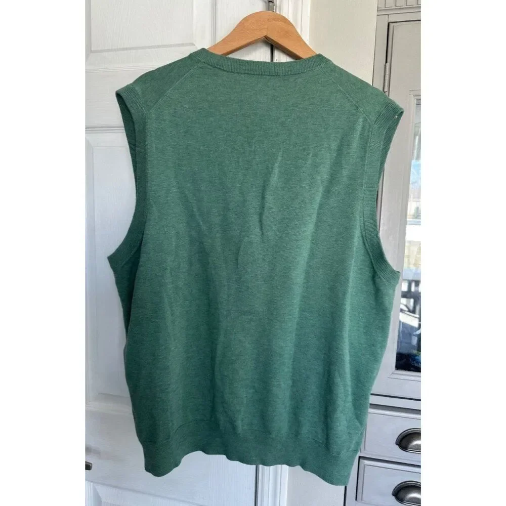 Brooks Brothers Men's XL Pima Cotton Green Sweater Vest Preppy Office Career